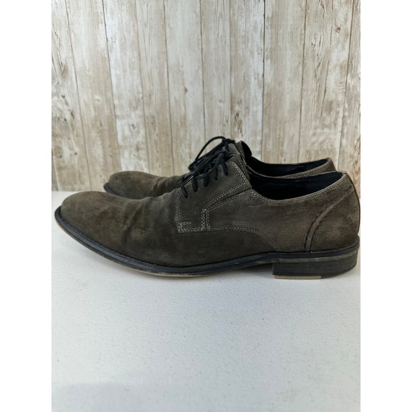 Gray Saks Fifth Avenue Star Dom Mens Shoe Sz 8 Brown Leather Suede‎ Lace Up
